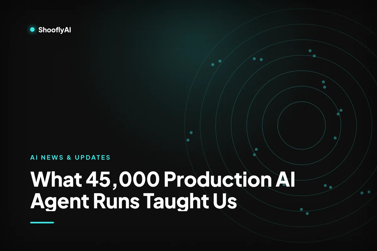What 45,000 Logged AI Agent Runs Taught Us, a ShooflyAI cover card