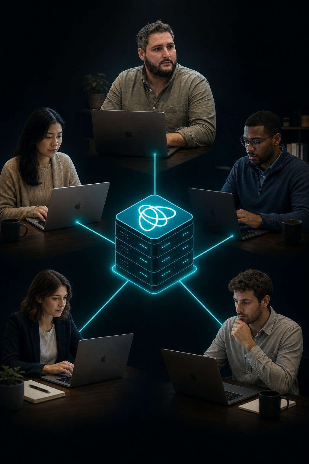 Team members connecting to a central Private GPT system
